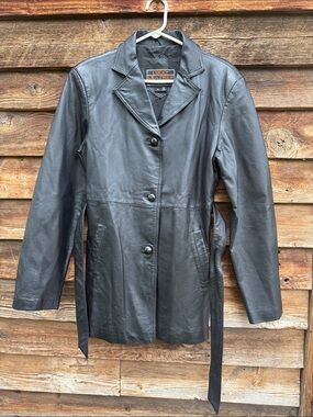 Lucky leather fully lined belted jacket